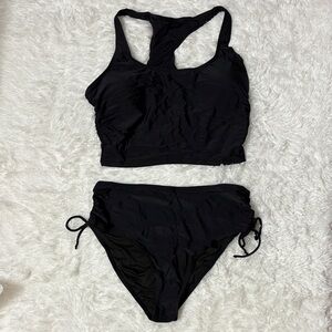 NWOT Pink Queen Black 2 Piece Swim Set XL
